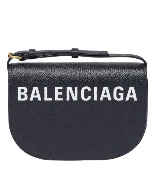 Best Website Black Grain Leather Gold Hardware Flap Magnetic White Signature Ville—Replica Balenciaga Women'S Day Bag For Female