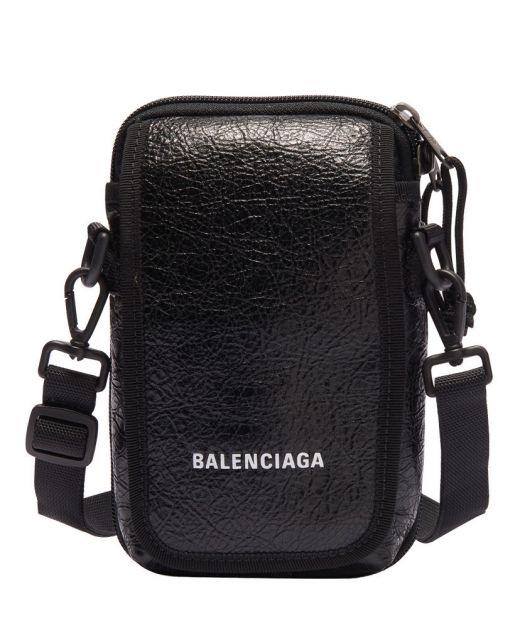 Top Quality Black Lambskin Plastic Buckle Front Zipper Closure Explorer—Copy Balenciaga Men'S Crossbody Bag