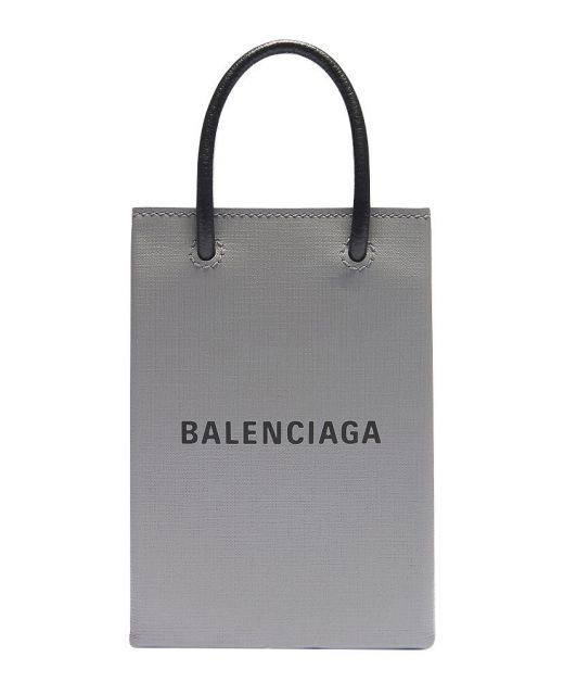 For Sale Grey Leather Black Round Handle Front Signature Magnetic Closure—Replica Balenciaga Rectangular Ladies Shoulder Bag