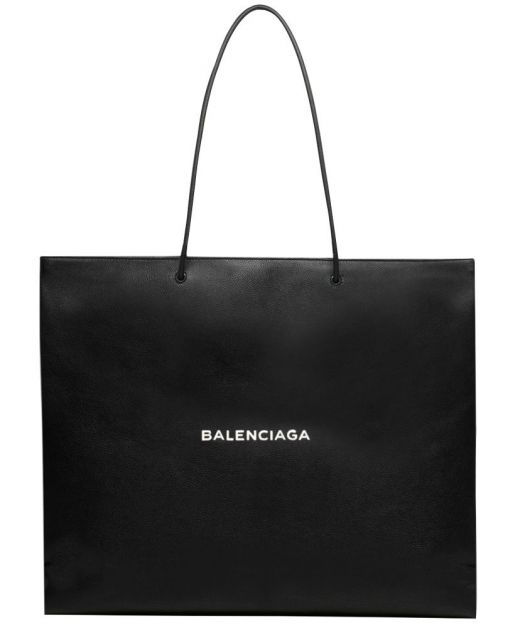 For Sale Black Grain Leather Zip Closure Top Handle White Signature—Replica Balenciaga Women'S Tote Bag