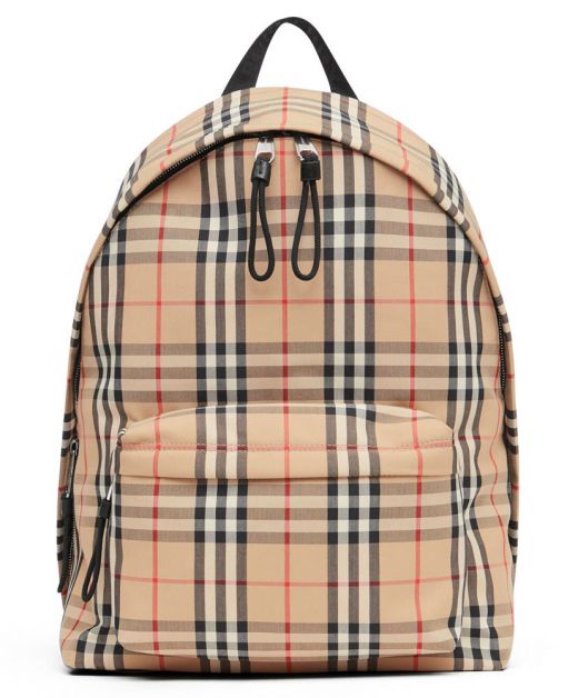 Nylon Two-way Zip Closure Brand Name Lettering Shoulder Strap - Clone Burberry Apricot Vintage Check Backpack For Men