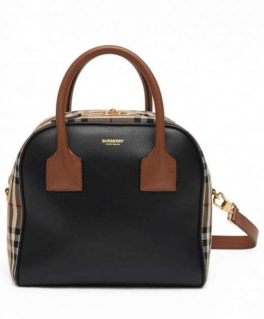 Vintage Check & Black Leather Padlock Hand-painted Edges - Cheapest Knockoff Burberry Small Bowling Bag Website For Ladies