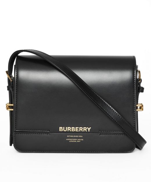 Women's Magnetic Closure Horseferry Print Black Leather - Top-rated Replica Burberry Mini Grace Crossbody Bag