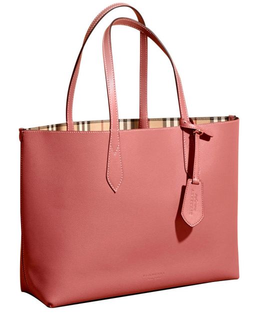 Haymarket Check & Pink Leather Reversible Function Spacious Capacity - Top-rated Replica Burberry Large Tote Bag For Women