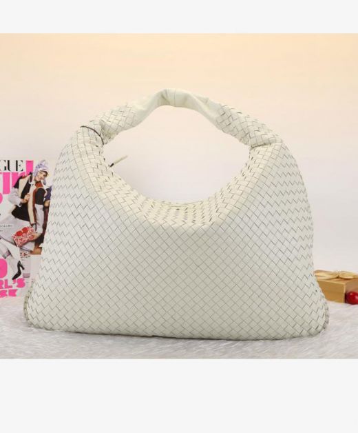 Discounted White Small Textured Intreccio Leather Zip Closure Curved Strap—Fake Bottega Veneta Versatile Bag For Ladies