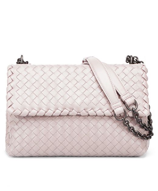 High End White Intreccio Look Sliding Chain Flap Magnetic Olimpia—Replica Bottega Veneta Elegant Women'S Shoulder Bag