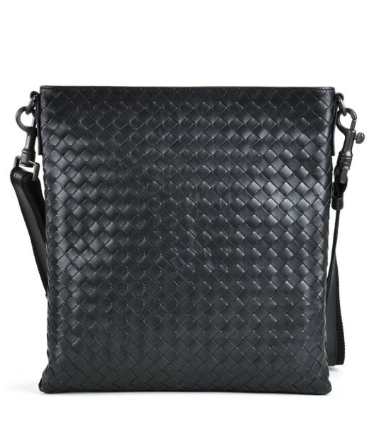 For Sale Square Black Intreccio Woven Leather Zip Closure—Replica Bottega Veneta Men'S Business Style Medium Shoulder Bag