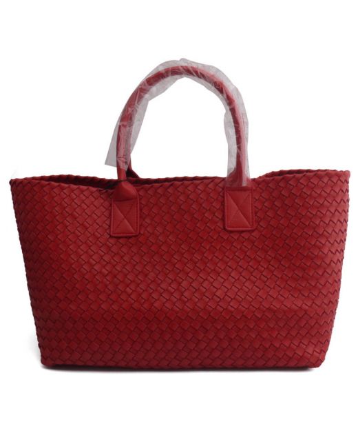 High End Dark Red Intrecciato Leather Top Leather Handle Open Cabat—Replica Bottega Veneta Women'S Bag