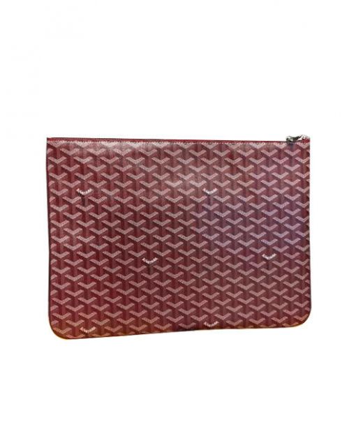 Best Price Imitation Goyard Senat Chevron Fabric Inside Small Pocket Vintage Style Dark Red Clutch Briefcase For Women
