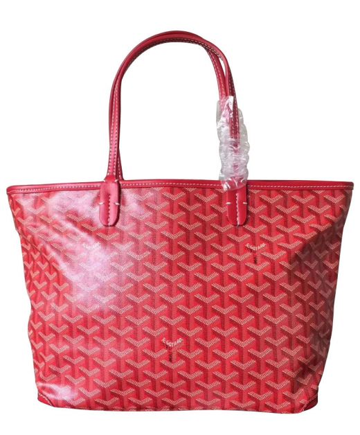 Strong Red Chevron Motif Goyardine Canvas Leather Detail - Cheapest Replica Goyard Artois Tote Bag Website