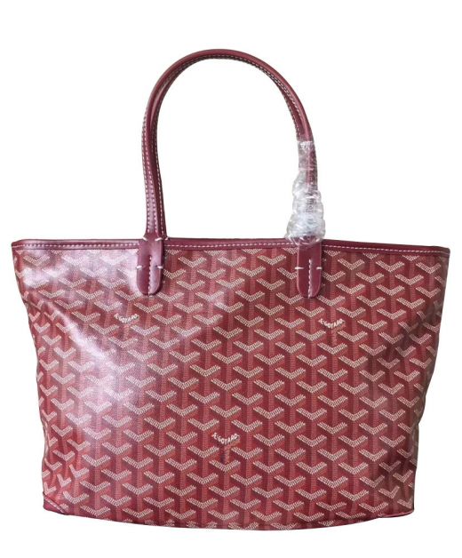 High Quality Imitation Goyard Artois Chevron Pattern Canvas Leather Trim Dark Red Shoulder Bag For Ladies