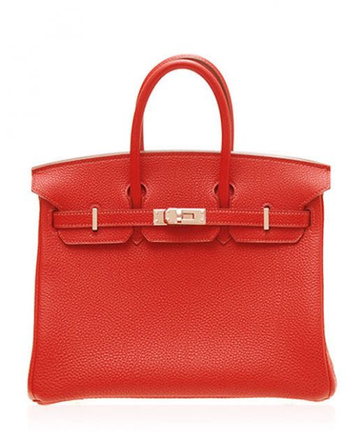 New Style Birkin 30 Red Grain Leather Silver Turn Lock Petaloid Flap - Clone Hermes Belt Strap Tote Bag For Ladies