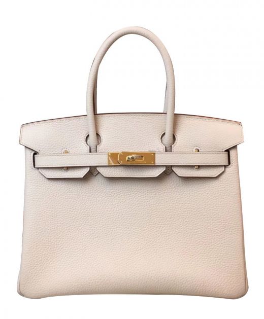 Imitation Hermes Birkin 30 Fancy Flap Belt & Turn Lock Detail Women's Cream Togo Leather Top Handle Bag Online