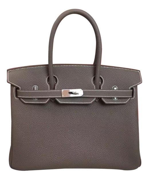 Fake Hermes Birkin 30 Belt Strap Turn Lock Fancy Flap Women's Tan Togo Leather Silver Hardware Tote Bag