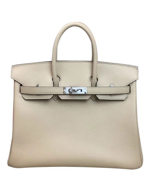 2022 Best Birkin 30 Cream Swift Leather Silver Hardware Turn Buckle Belt Detail - Imitated Hermes Women's Fancy Flap Bag