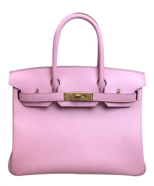 Sweet Design Pink Togo Leather Yellow Gold Hardware Turn Buckle Belt Design - Fake Hermes Birkin 30 Flap Bag