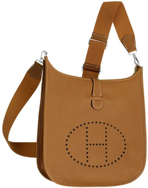 Replica Hermes Evelyne Camel Cowhide Leather H Style Perforated Logo Pattern Women's PM III  Bag Online