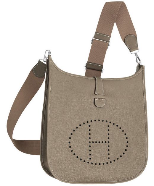 2022 Fashion Tan Evelyne III PM Slim Flap Perforated H Pattern - Clone Hermes Grey Togo Leather Vertical Shoulder Bag