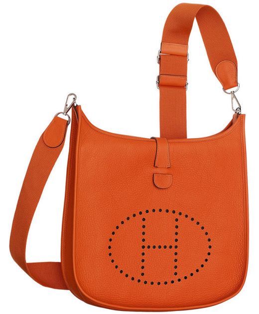 Precious Tan Evelyne III PM Slim Center Flap Orange Togo Leather - Imitation Hermes Perforated H Decoration Shoulder Bag