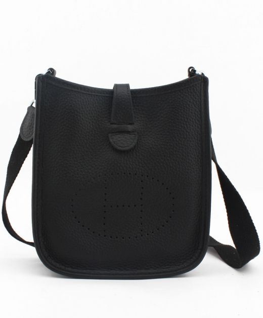 Hot Selling Tan Evelyne II TPM Black Togo Leather H Style Perforated Decoration - Copy Hermes 17CM Female Shoulder Bag