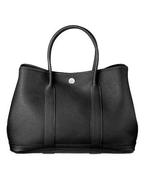 Fashion Garden Party 31CM Black Togo Leather Silver Snap Button Closure - Clone Hermes Folding Sides Double Top Handles Bag
