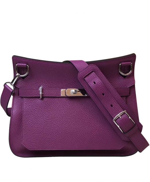 Hot Selling Jypsiere 28 Purple Togo Leather Silver Hardware - Fake Hermes Turn Lock Women's Crossbody Bag