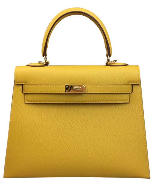 Trendy Design Yellow Epsom Leather Belt Strap Turn Lock Kelly 28CM - Imitated Hermes Single Rolled Handle Bag