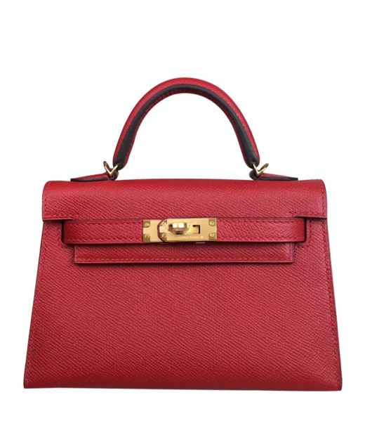 Hot Selling Kelly 19 Red Epsom Leather Yellow Gold Hardware Single Top Handle - Replica Hermes Belt Strap Women's Flap Bag