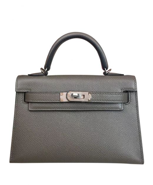 Imitated Hermes Kelly 19 Grey Epsom Leather Single Top Handle Belt Strap Lady Turn Lock Flap Bag For Sale