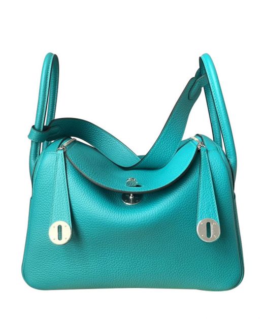 Fashion Lindy Turquoise Togo Leather Double Zippers Detail Top Handles - Imitated Hermes Turn Lock Shoulder Bag For Ladies