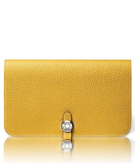 Latest Dogon Combined Silver Buckle Closure Yellow Togo Calfskin Leather - Replica Hermes Long Wallet For Ladies