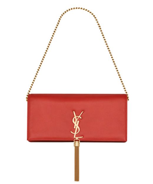 Discounted Orange Leather Magnetic Flap Gold YSL Chain Fringe Kate 99—Imitated Saint Laurent Shoulder Bag For Women