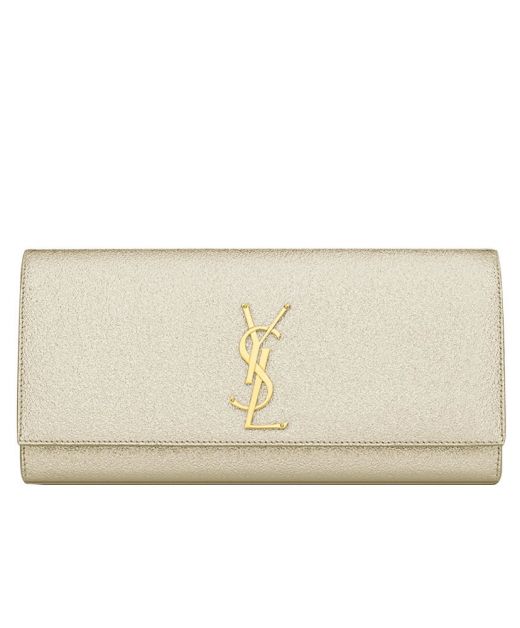 Best Discount Gold Tone Patent Leather Flap Fold Design Gold YSL Letter Logo Kate—Replica Saint Laurent Women'S Clutch