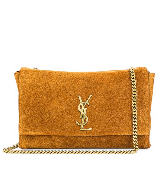 Faux Saint Laurent Kate Ginger Suede YSL Logo Magnetic Closure Chain Design Women'S Reversible Flap Shoulder Bag
