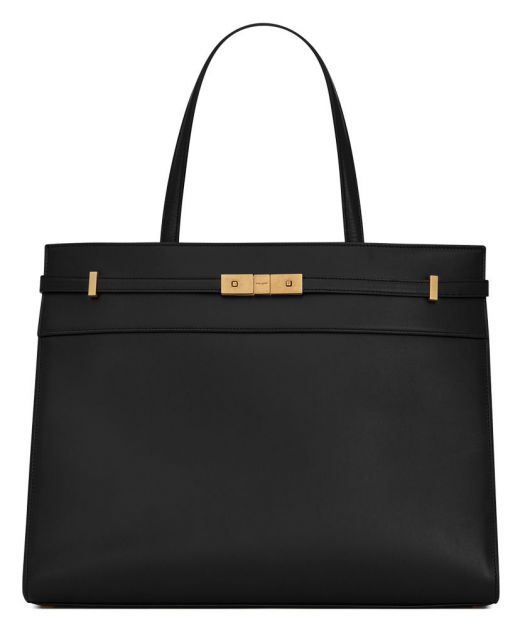 Good Review Black Leather Gold Hardware Top Handle Manhattan—Replica Saint Laurent Box Tote Leather Bag