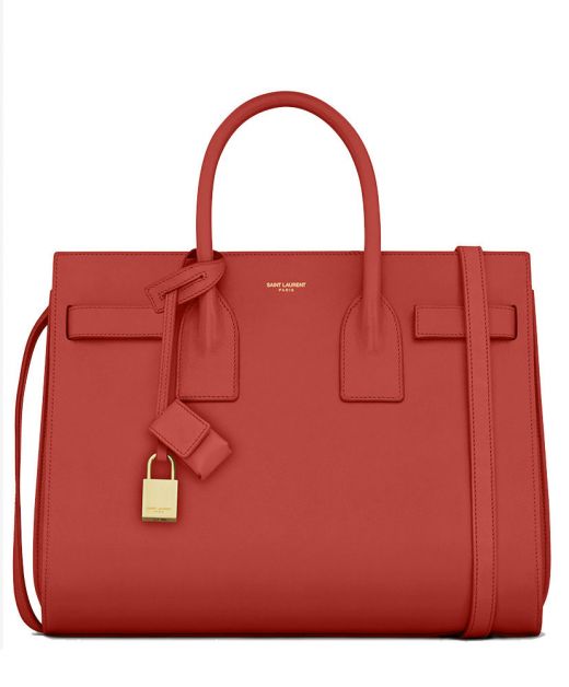 Top Quality Bright Red Look Top Handle Leather Belt Gold Hardware Sac De Jour—Replica Saint Laurent Elegant Women'S Bag